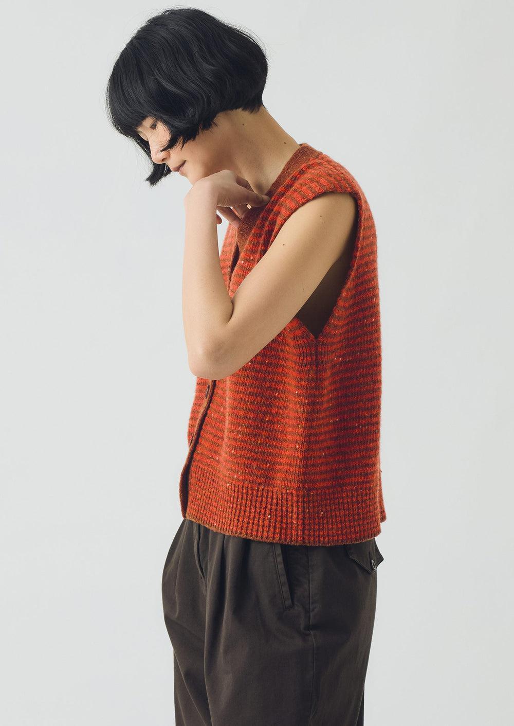 Stripe Donegal V Neck Tank | Brick/Red Clay Product Image