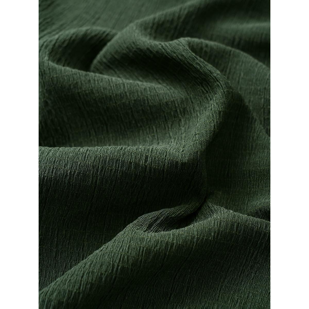 Plus Size Plisse Surplice Neck Bowknot Side Wrap Hem Dress ArmyGreen Women Casual Texture Overlap Collar Long Sleeve Curvy Midi Dress BloomChic 30/6X Product Image