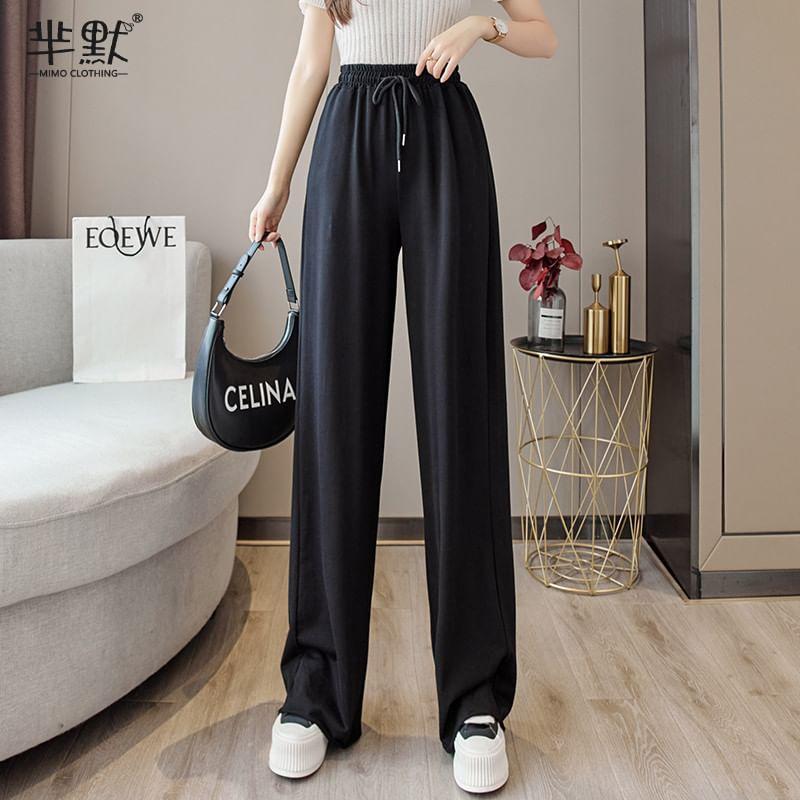 Drawstring Wide Leg Sweatpants Product Image