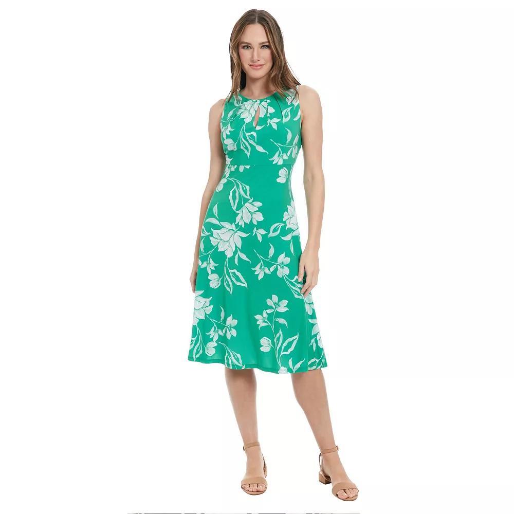 Women's London Times Empire Waist Fit & Flare Midi Dress, Size: 14, Green Ivory Product Image