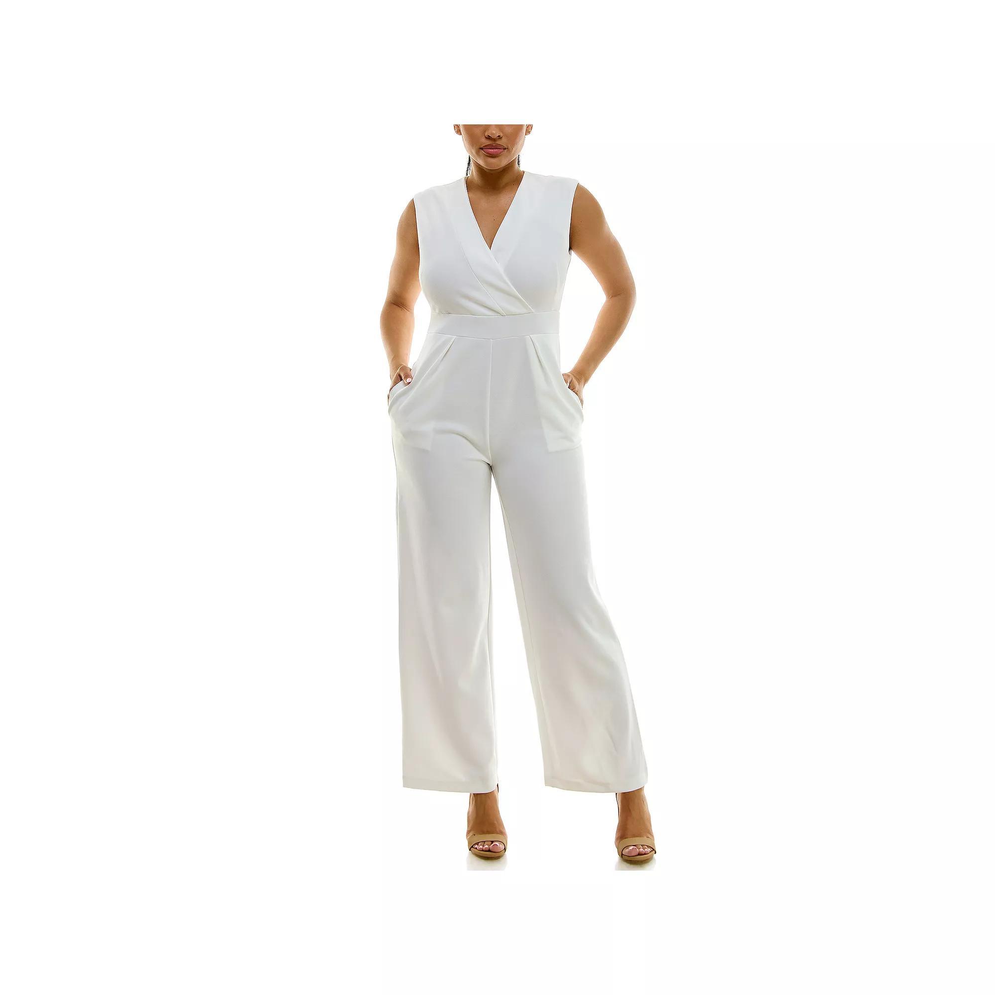 Women's Nina Leonard Surplice Jumpsuit, Size: Small, Blue Product Image