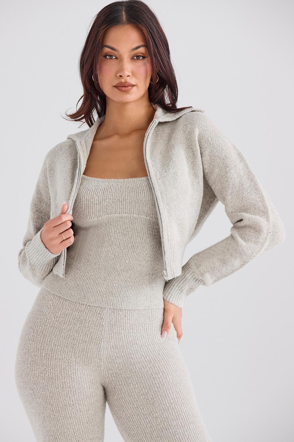Blaise Opal Marl Knit Cropped Cardigan Product Image