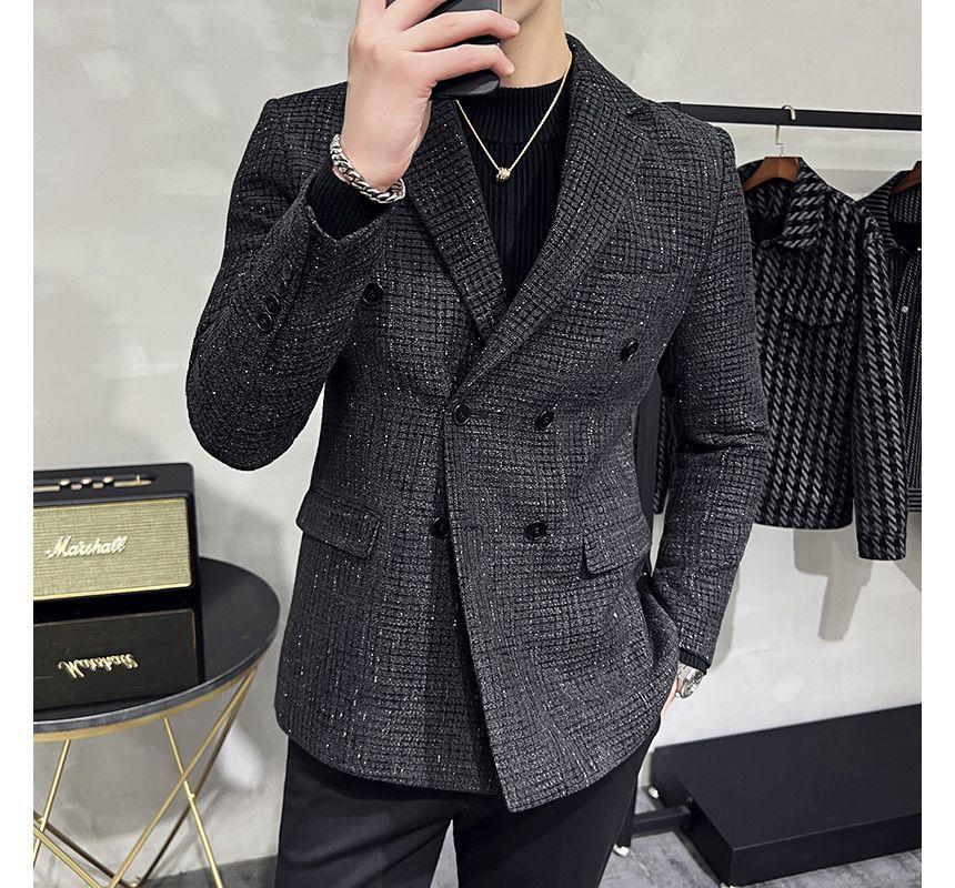 Glitter Tweed Double-Breasted Blazer Product Image