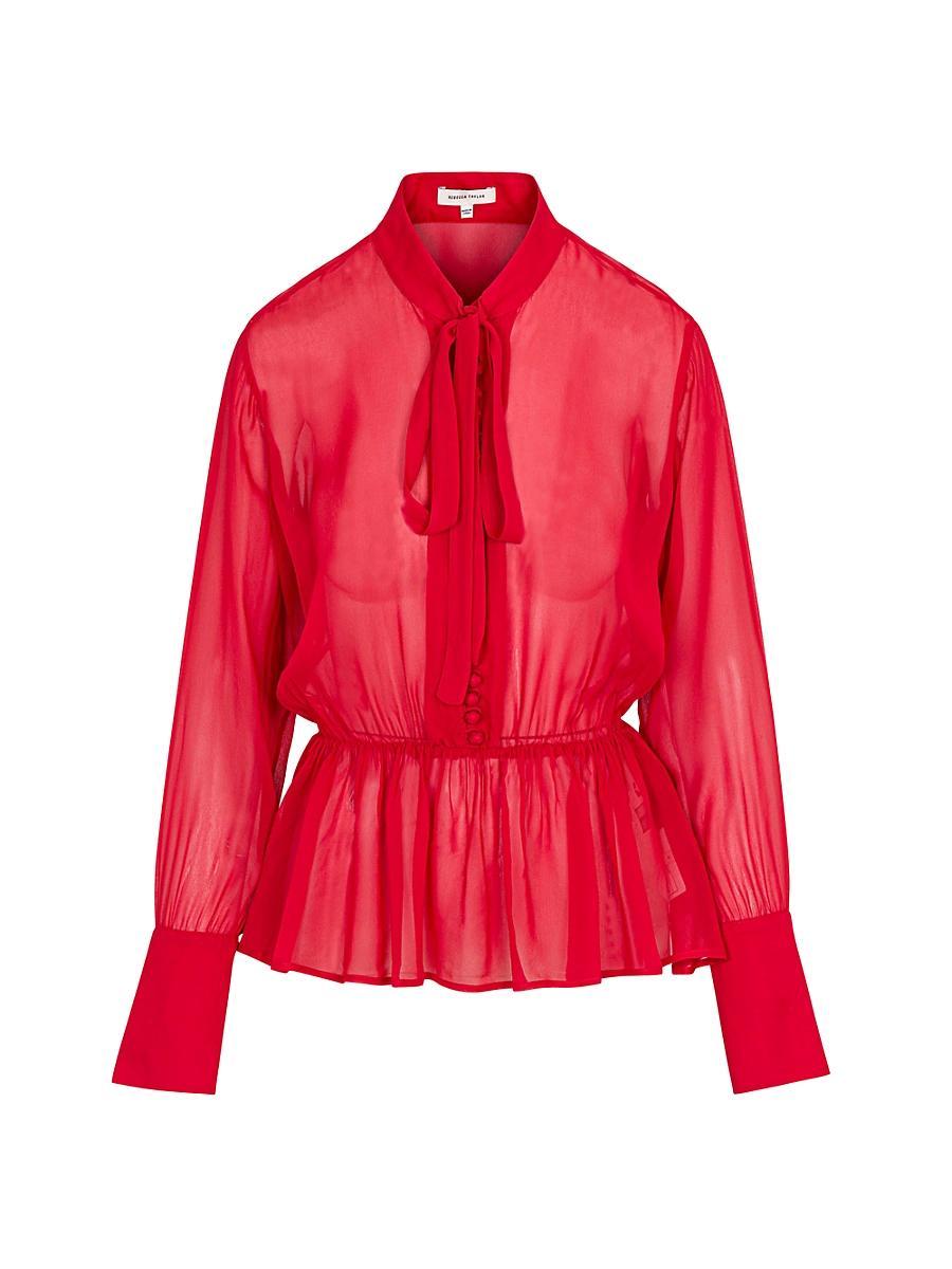 Womens Tieneck Button-Front Blouse Product Image