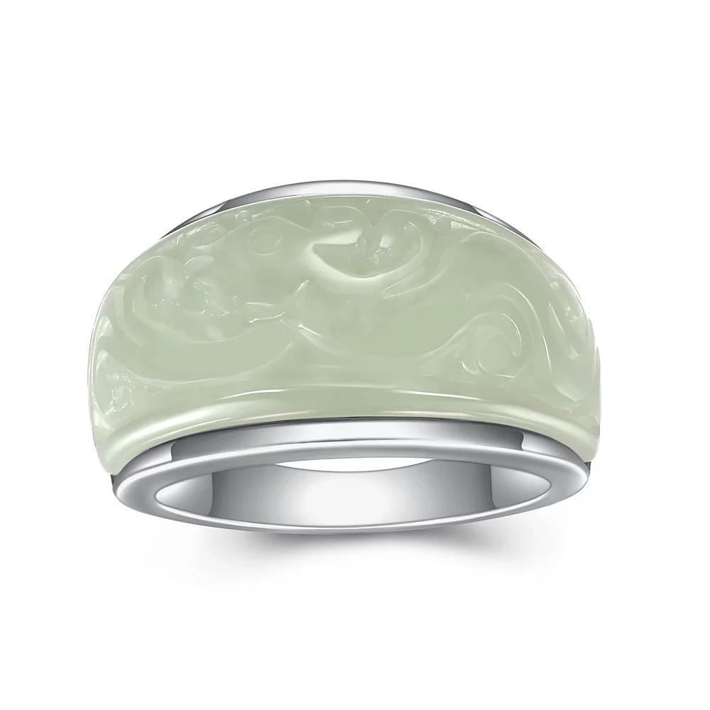 Dynasty Jade Sterling Silver Jade Carved Dome Ring, Women's, Size: 8 Product Image