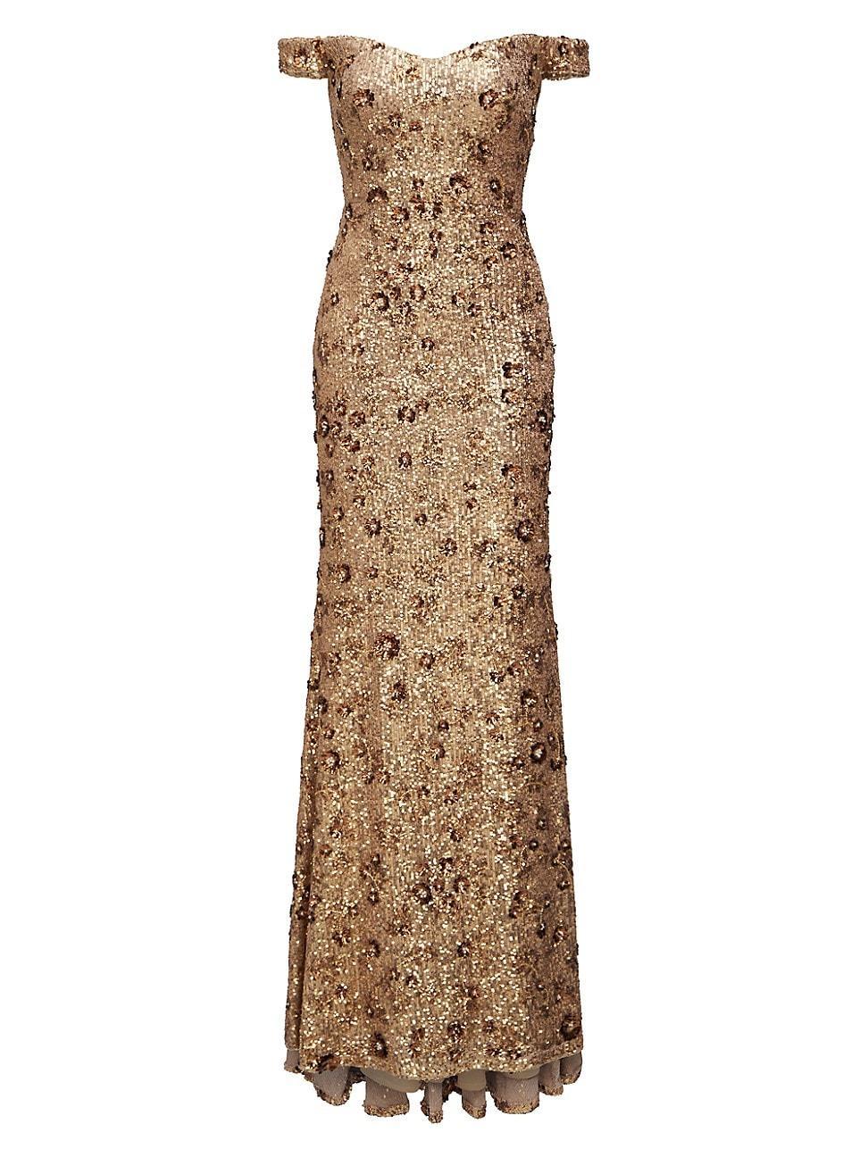 Womens Serafina Sequin Off-The-Shoulder Gown Product Image