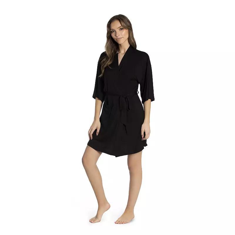 Women's Lilac+London Wrap Robe, Size: XL/XXL, Black Product Image