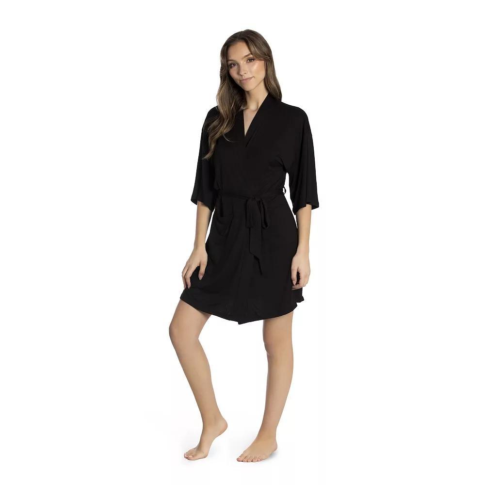 Women's Lilac+London Wrap Robe, Size: XL/XXL, Black Product Image