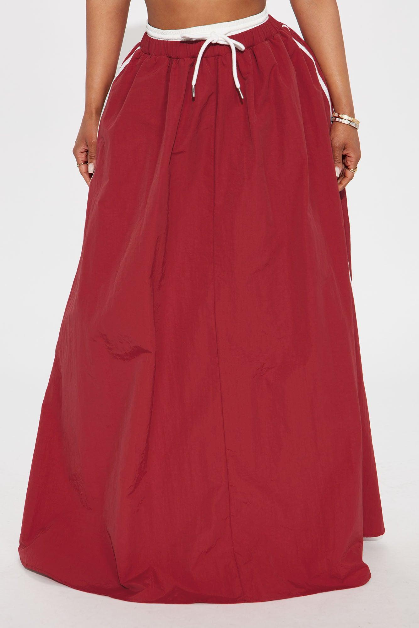 Sporty Gal Striped Maxi Skirt - Red Product Image