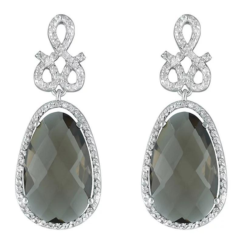 Sterling Silver Smoky Quartz Dangle Earrings, Women's Product Image
