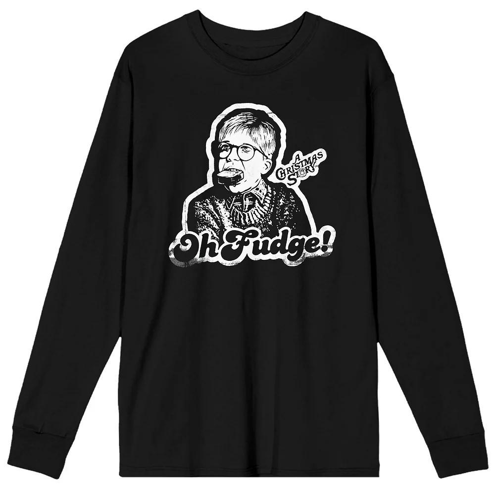Men's A Christmas Story Ralphie Oh Fudge! Long Sleeve Tee, Size: Large, Black Product Image
