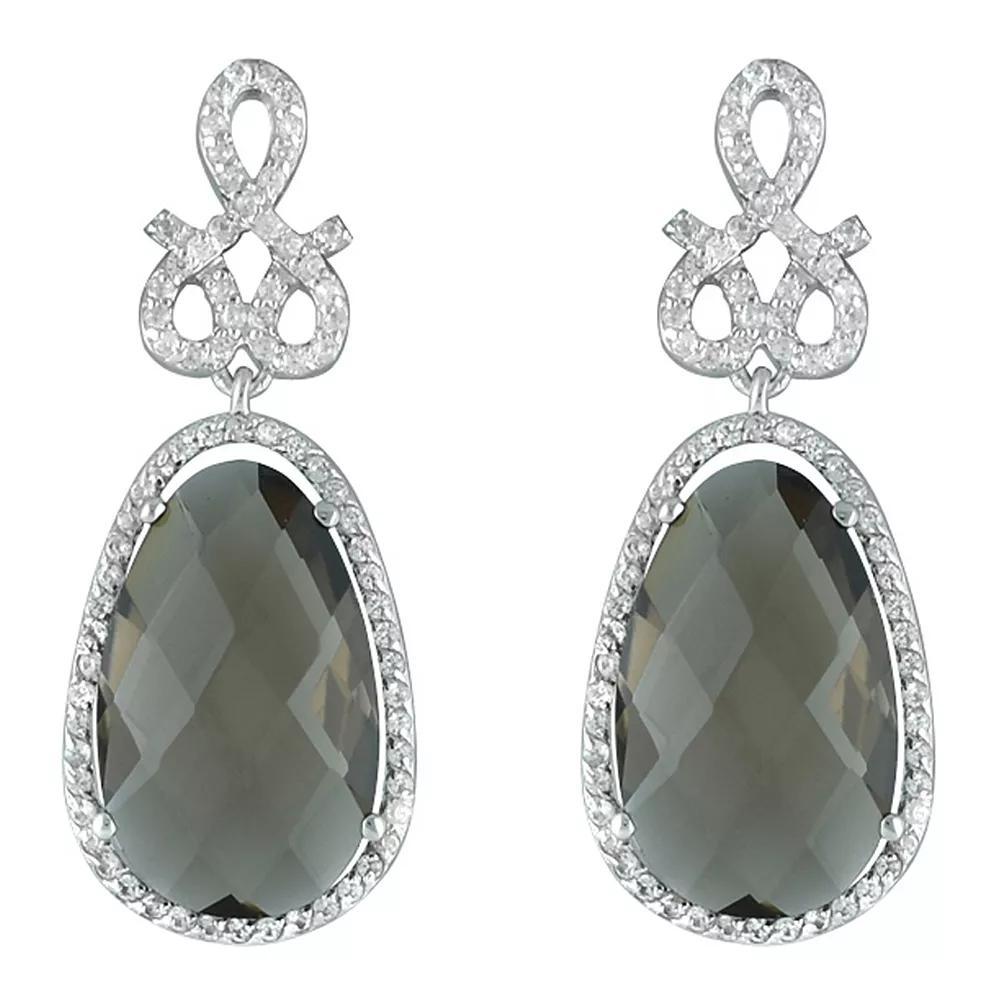 Sterling Silver Smoky Quartz Dangle Earrings, Women's Product Image