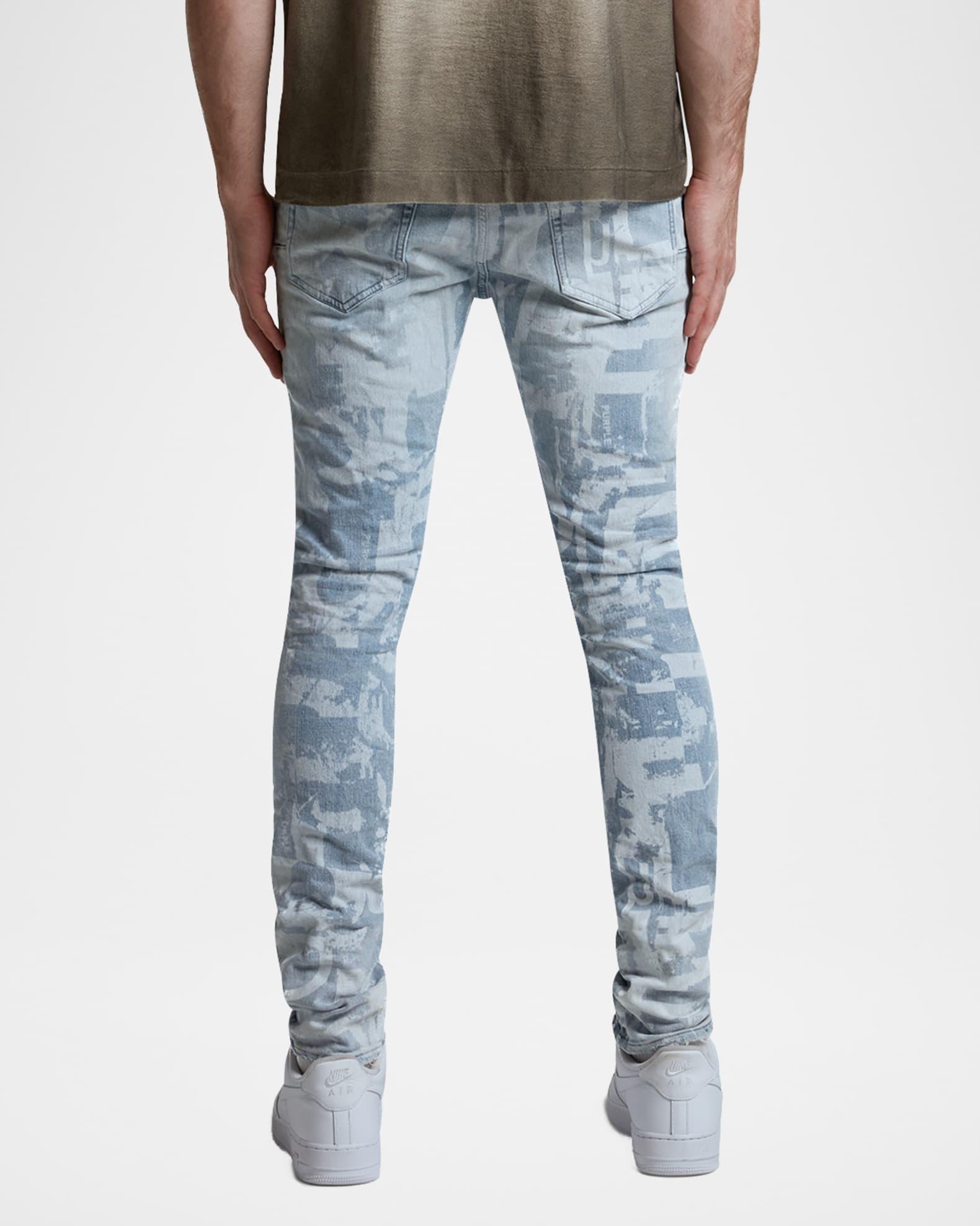 Men's P001 Grunge-Print Skinny Jeans Product Image