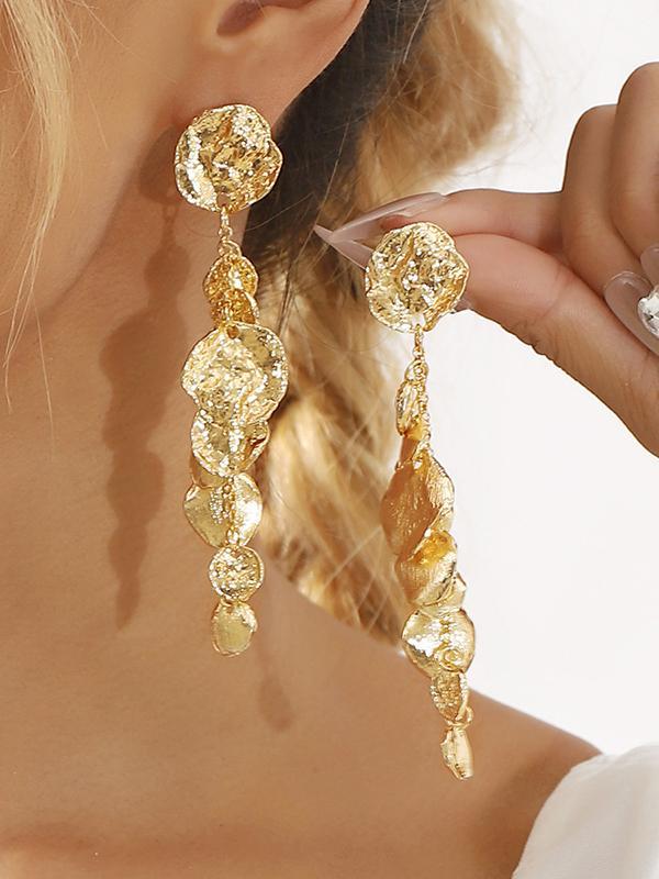 Geometric Solid Color Tasseled Earrings Accessories Product Image