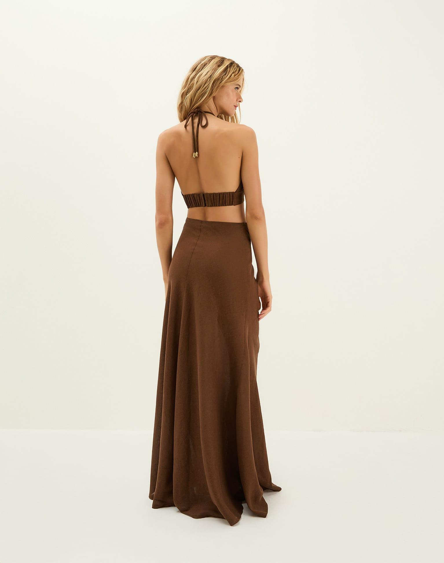 Ibiza High Neck Halter Top - Brown Product Image