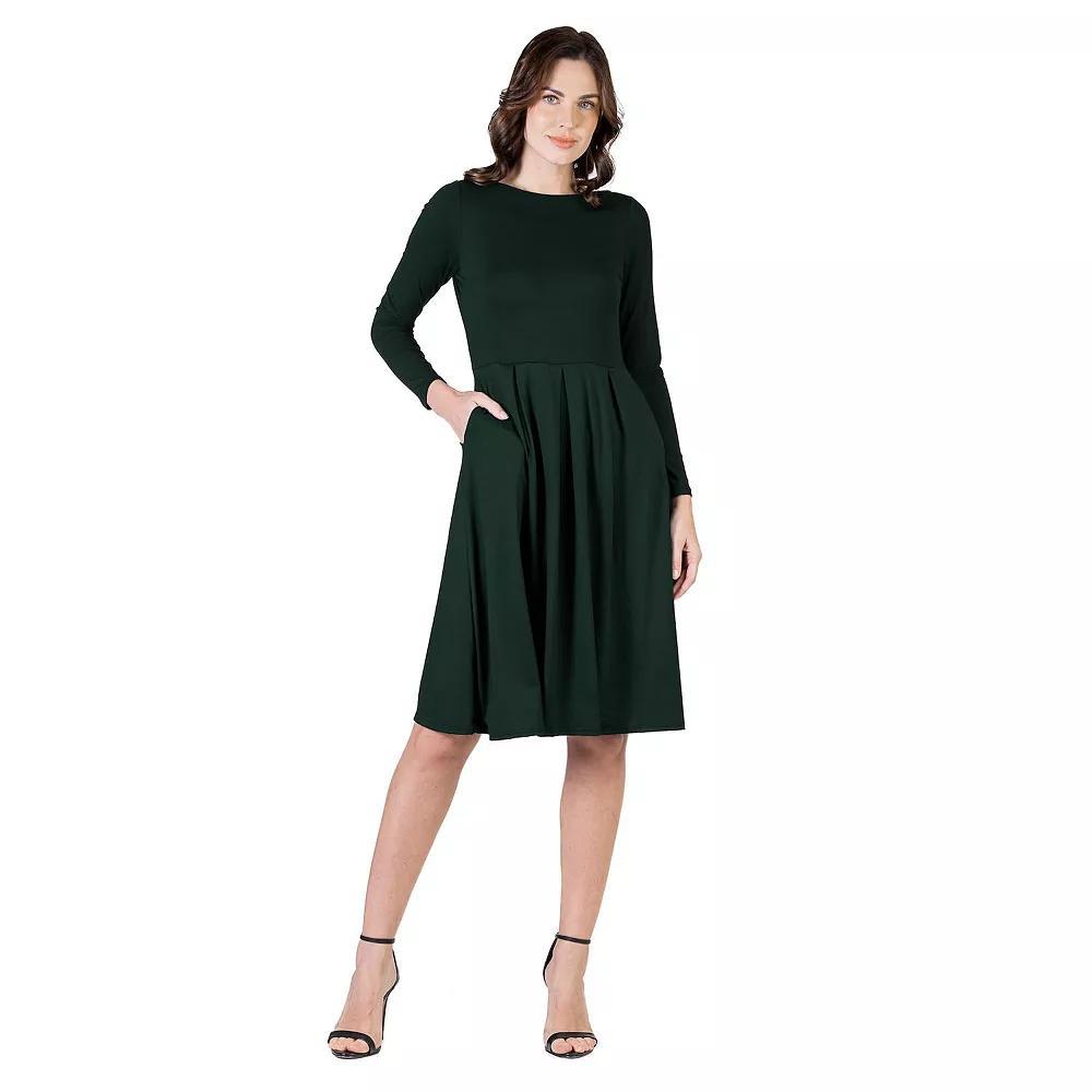 Women's 24Seven Comfort Apparel Fit & Flare Midi Dress, Size: Small, Red Product Image