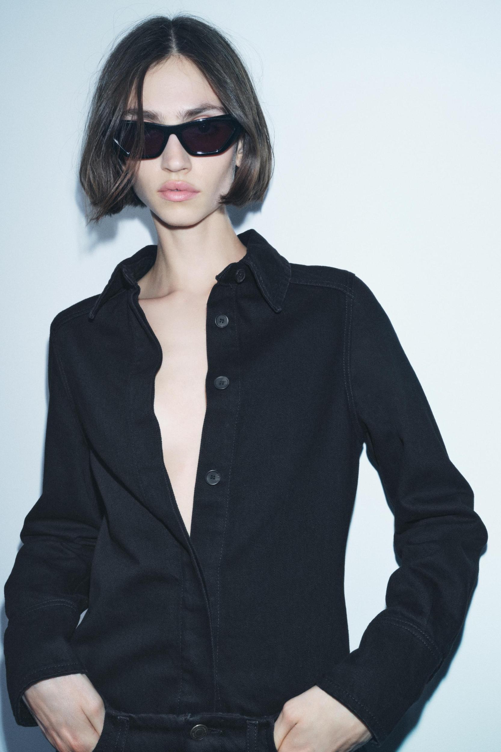 SLIM DENIM SHIRT ZW COLLECTION Product Image