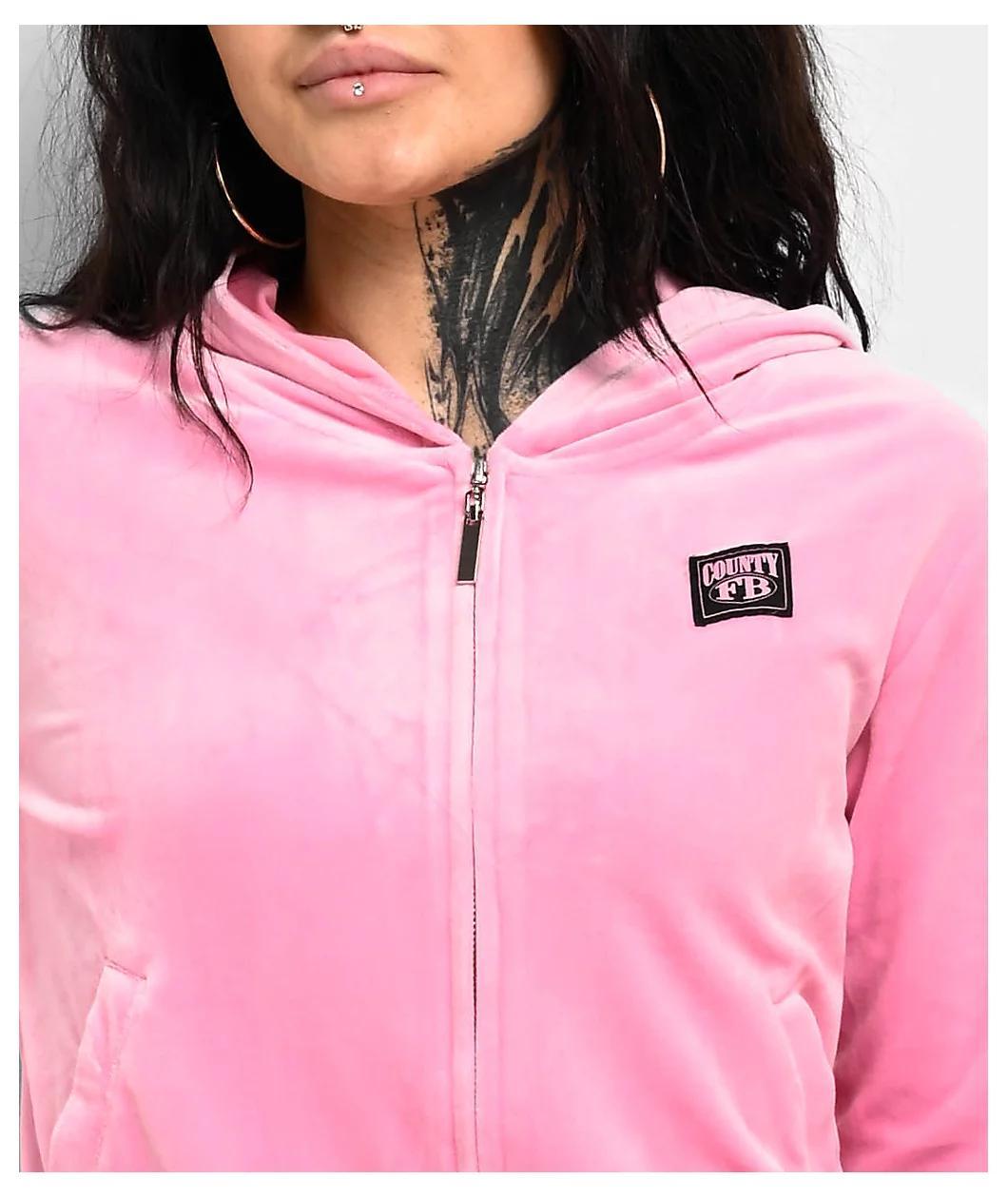 FB County Pink Velour Zip Hoodie Product Image