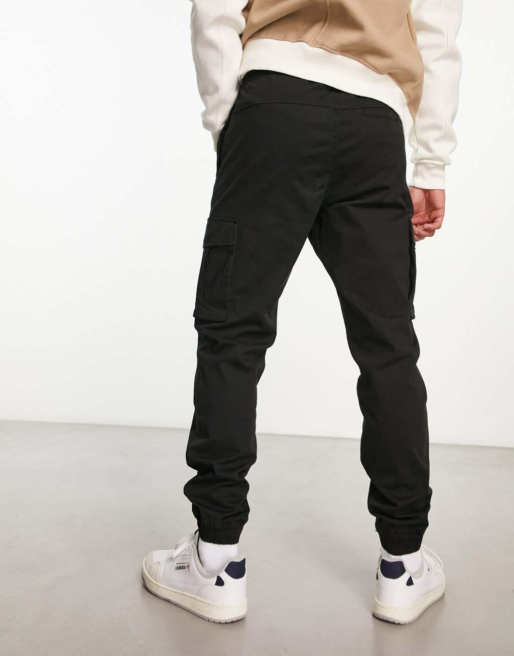 Pull&Bear 2 pack cargo pants in black Product Image