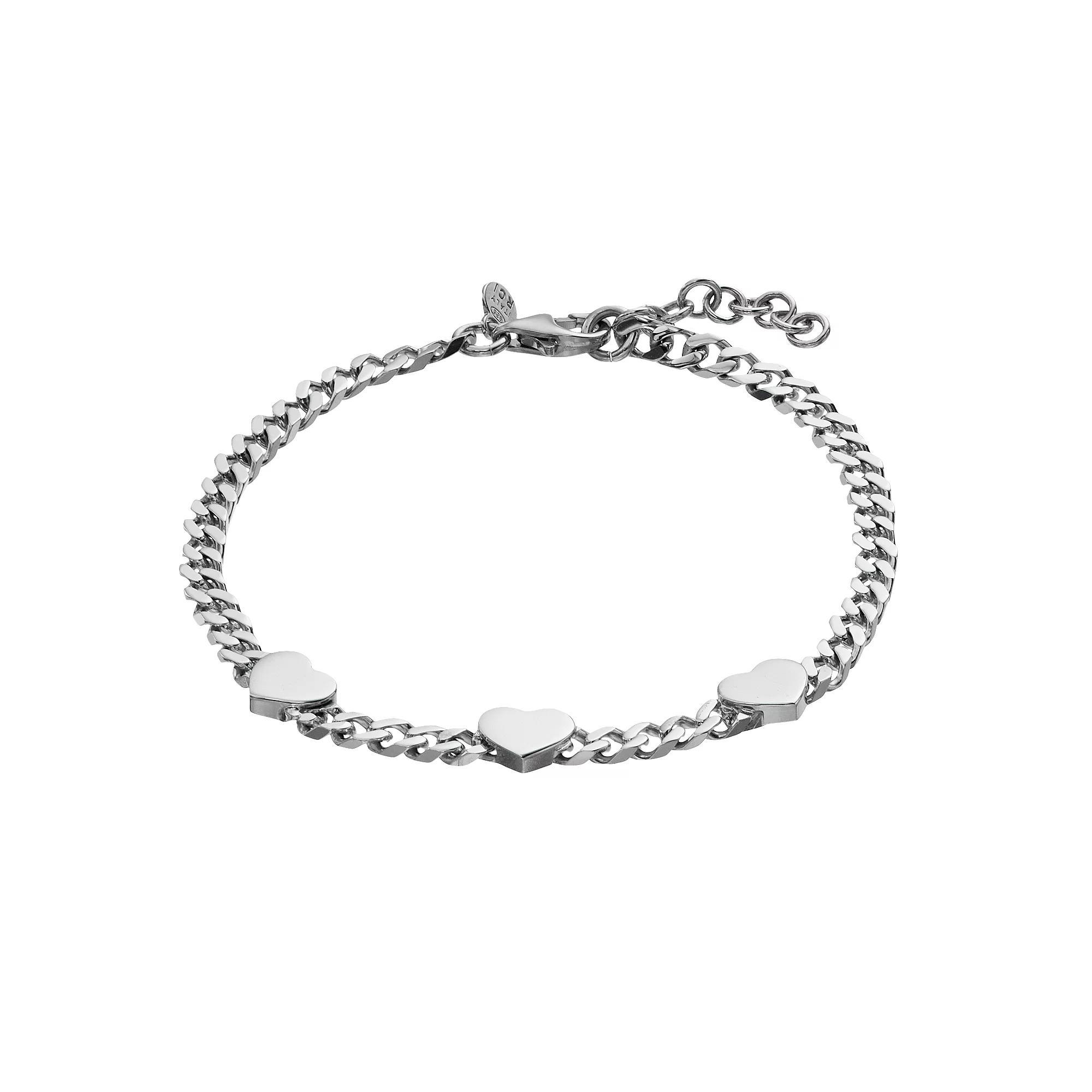 Sterling Silver Heart Chain Bracelet, Women's, Size: 8", Silvertone Product Image