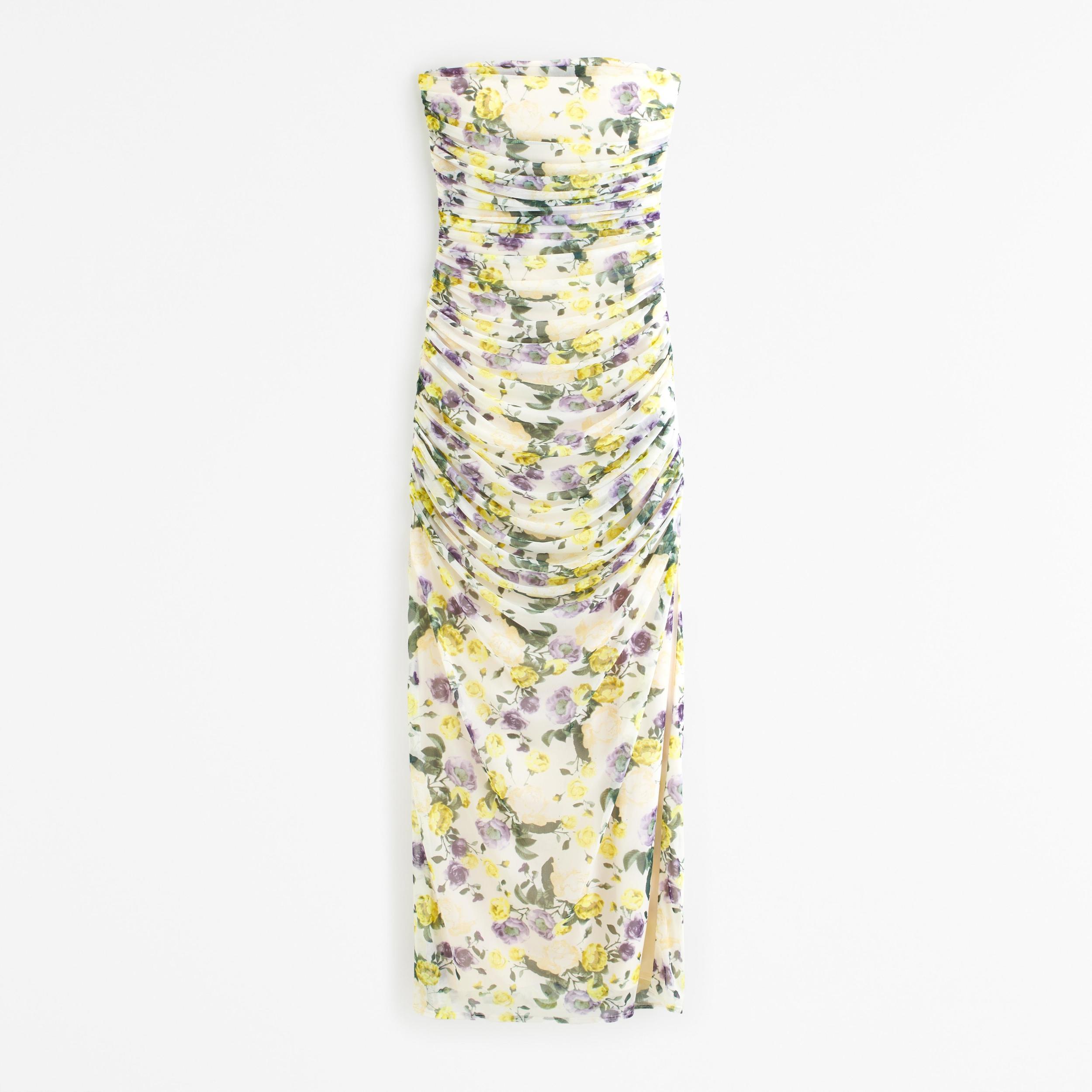 Mesh Strapless Ruched Maxi Dress Product Image