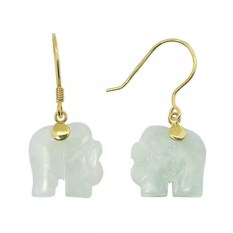 Jade 10k Gold Elephant Drop Earrings, Womens, Green Product Image