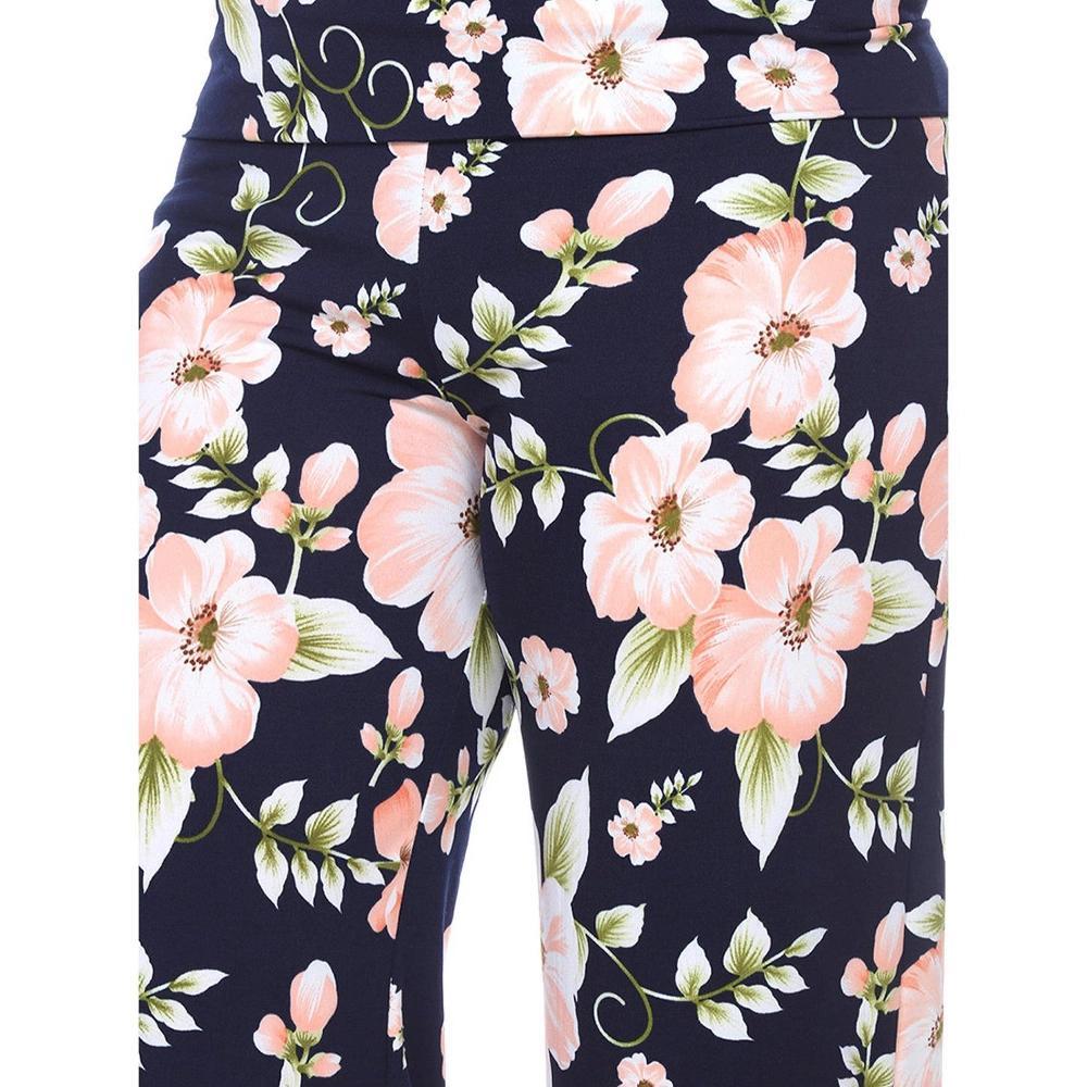 Women's Plus Size Floral Printed Palazzo Pants - White Mark Product Image