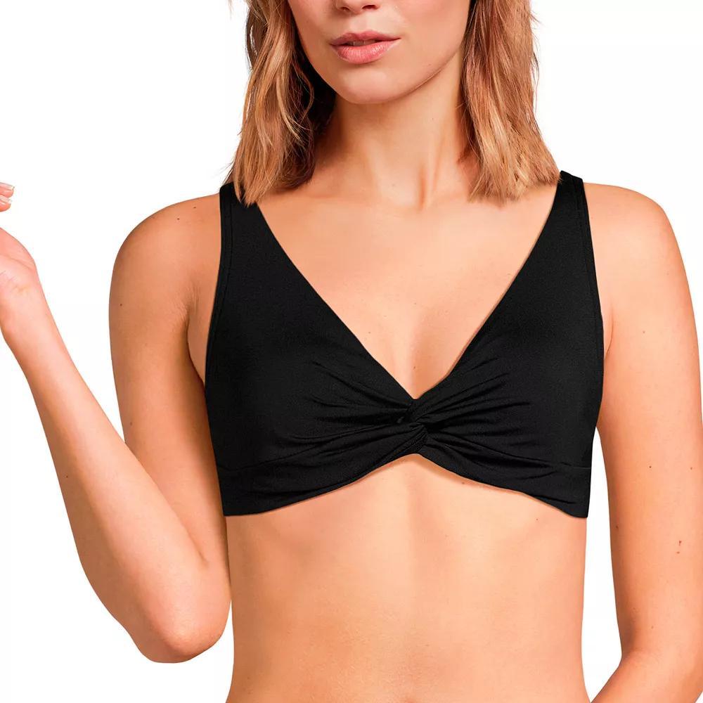 Women's Lands' End V-Neck Twist Front Underwire Bikini Top, Size: 6, Black Product Image