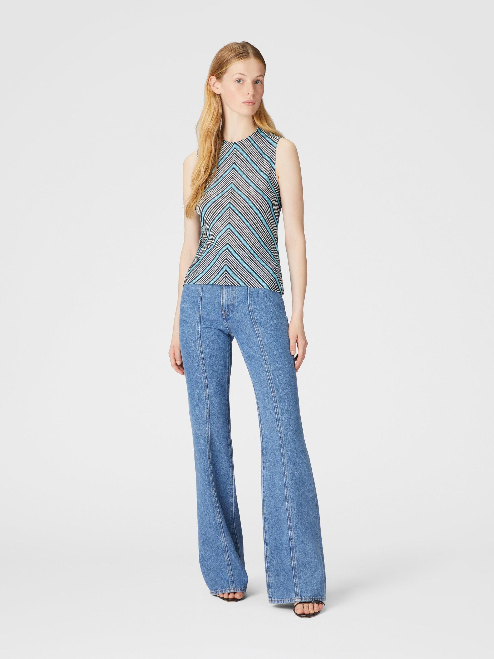 Sleeveless top in lamé striped viscose Product Image