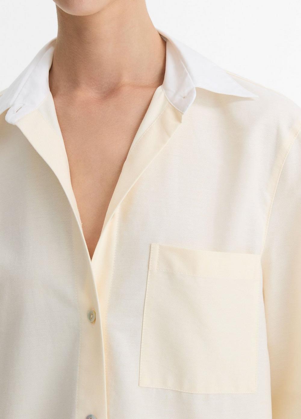 Contrast-Collar Cotton Oxford Shirt Product Image