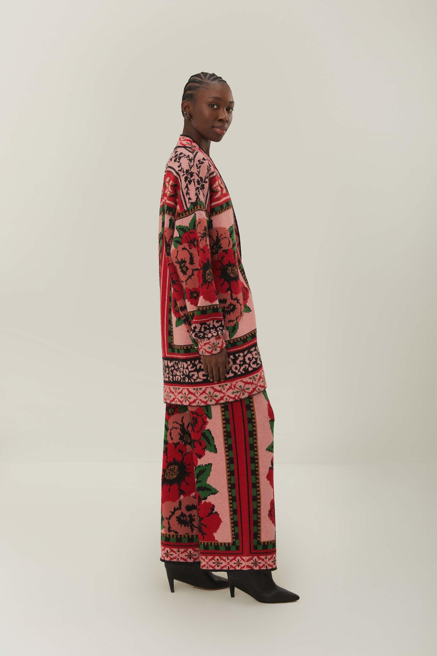 Pink Flower Tapestry Knit Pants, FLOWER TAPESTRY / XXS Product Image