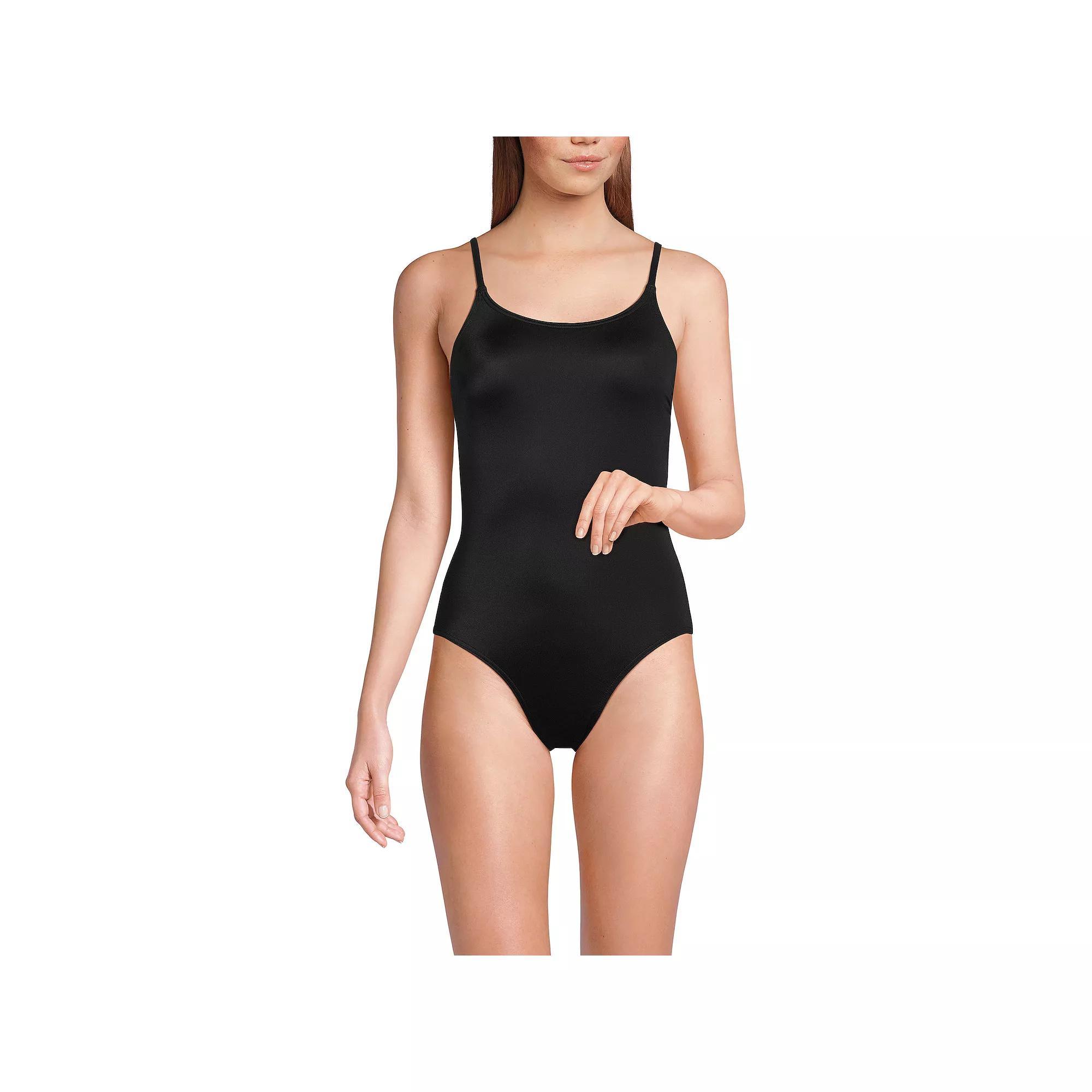Women's Lands' End Chlorine Resistant Tugless One-Piece Swimsuit, Size: 18, Black Product Image
