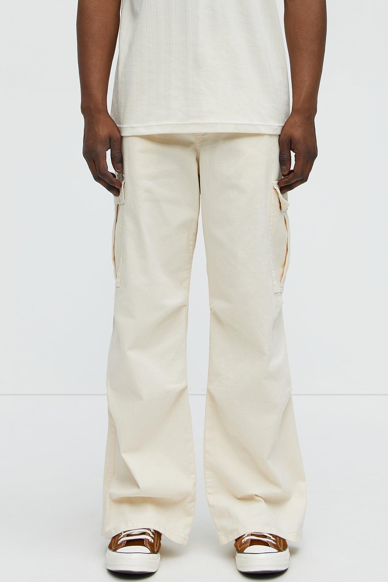 Yes Please Baggy Cargo Pants - Cream Product Image