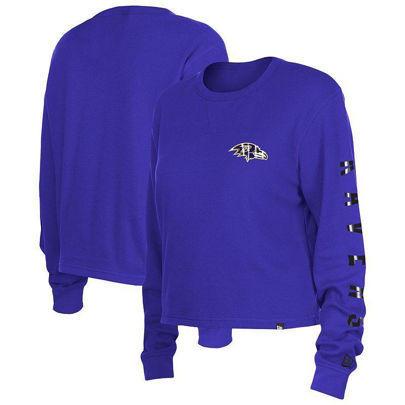 Womens New Era Baltimore Ravens Thermal Crop Long Sleeve T-Shirt Product Image