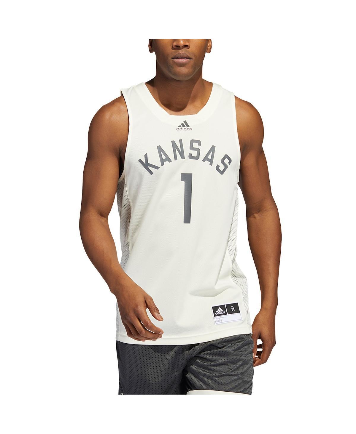 Men's adidas #1 Cream Kansas Jayhawks Reverse Retro Jersey, Size: Large, Beige Product Image
