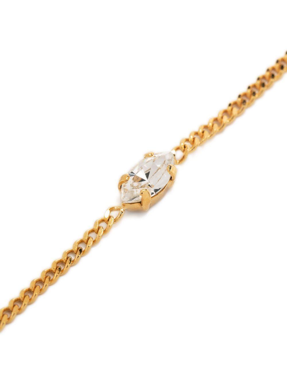SAINT LAURENT Metal And Rhinestone Cassandre Heart Charm Bracelet Accessories In Grey Product Image