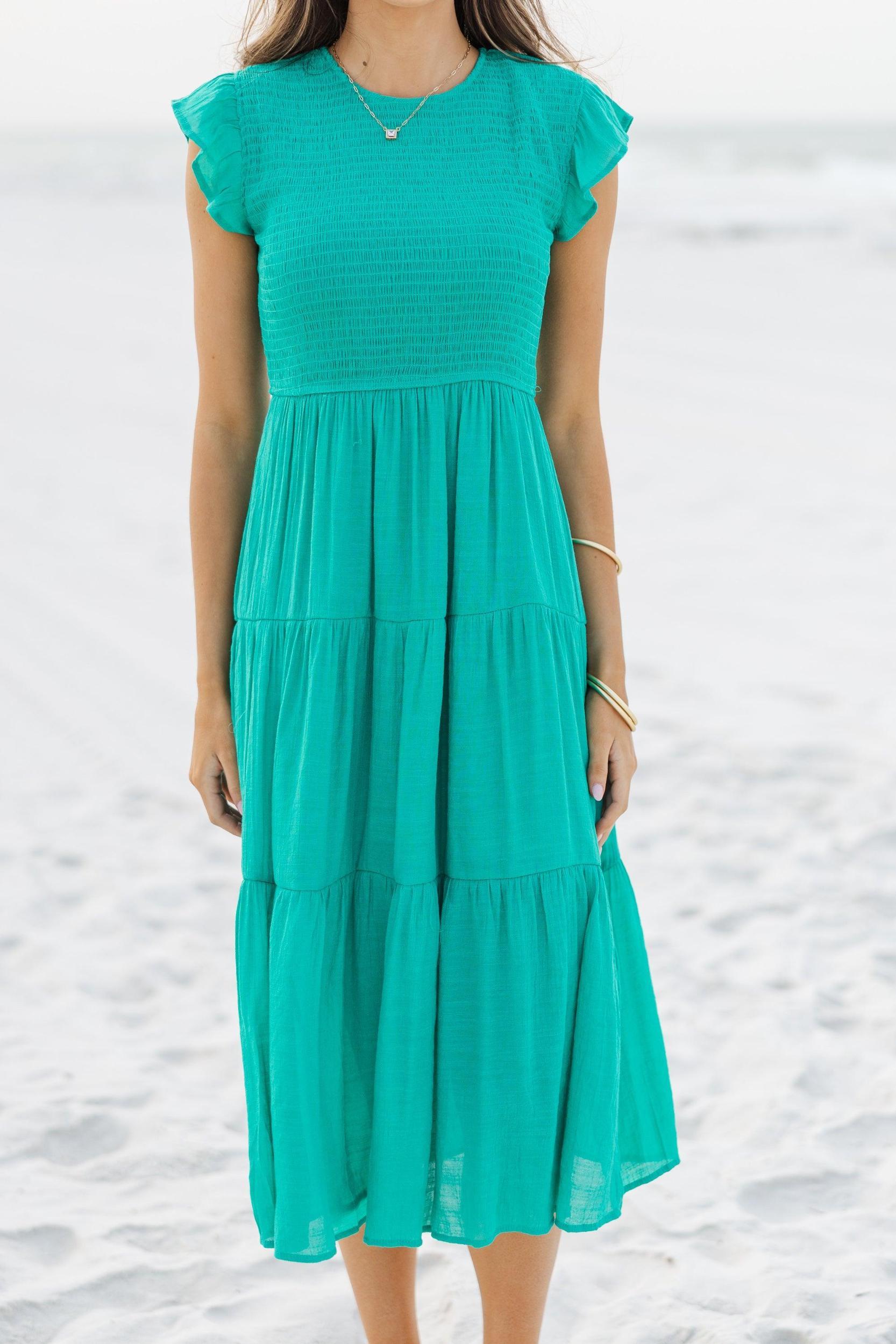 Learn From The Best Emerald Green Smocked Dress Female Product Image