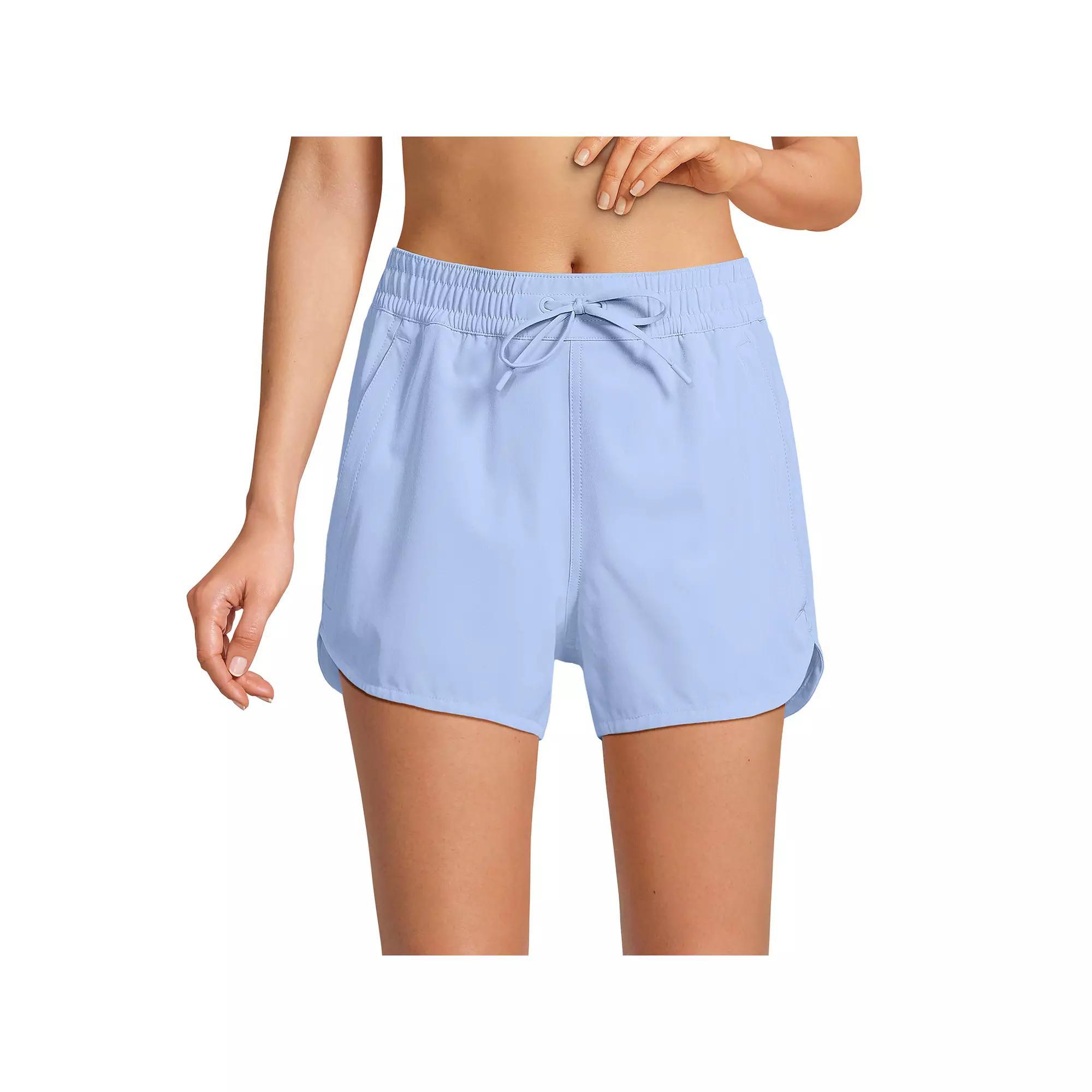 Women's Lands' End Woven Packable Dolphin Hem Swim Cover-Up Shorts, Size: 12, Soft Cloud Blue Product Image