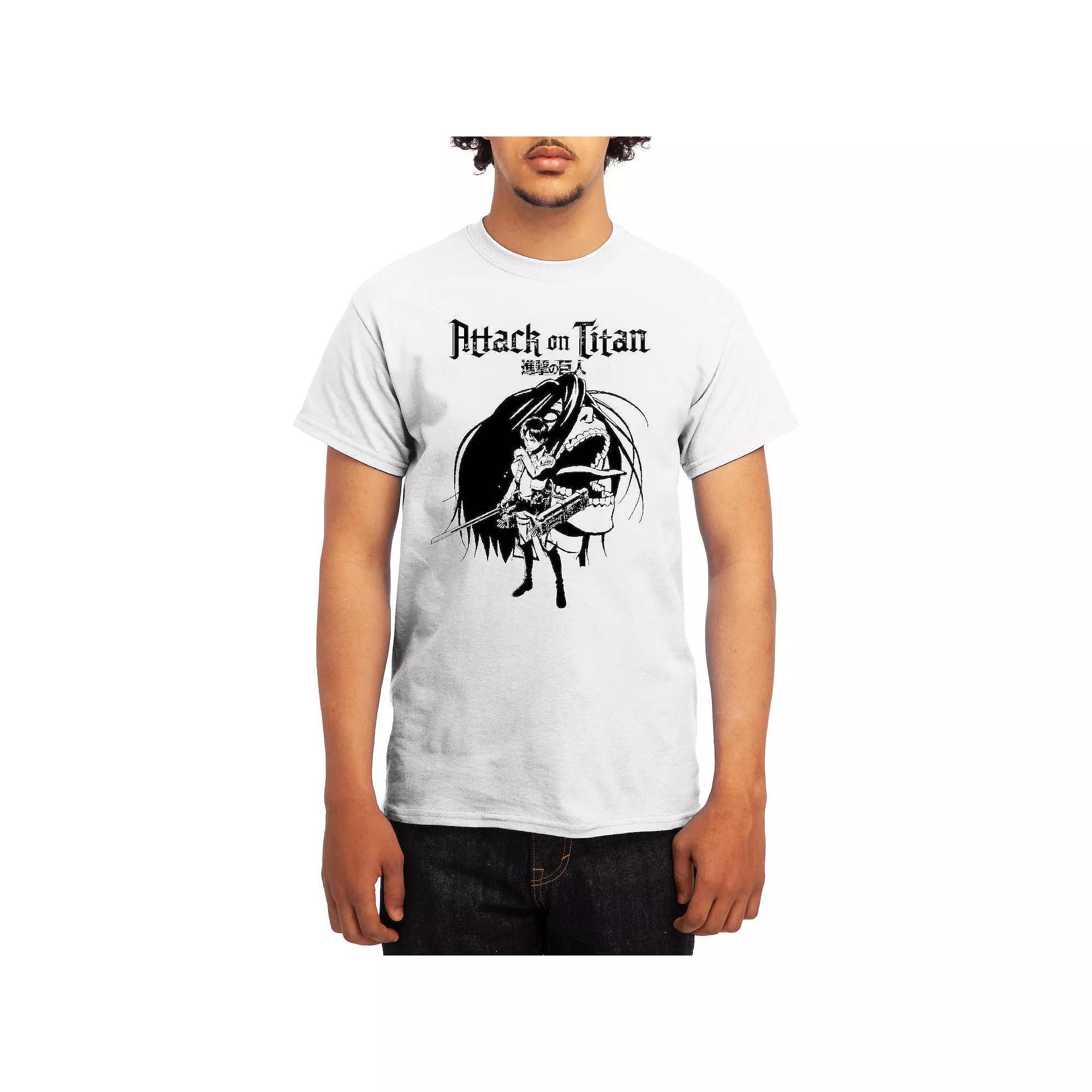 Men's Attack on Titan Eren & Titan Tee, Size: Large, White Product Image
