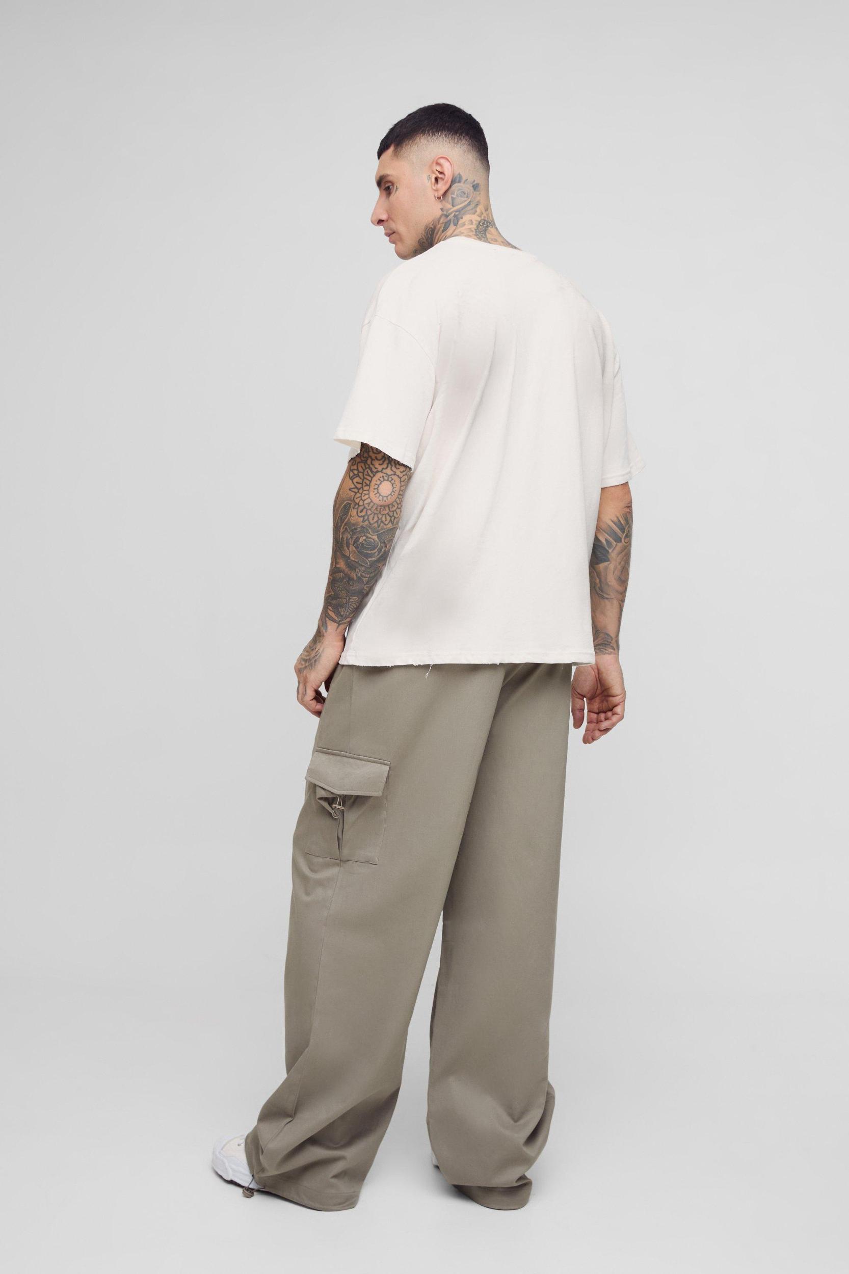 Tall Elasticated Waist Parachute Cargo Pants | boohooMAN USA Product Image