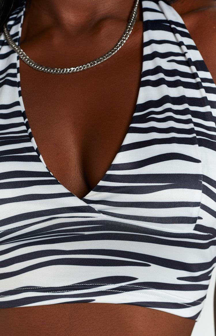 Polly V Neck Crop Zebra Product Image