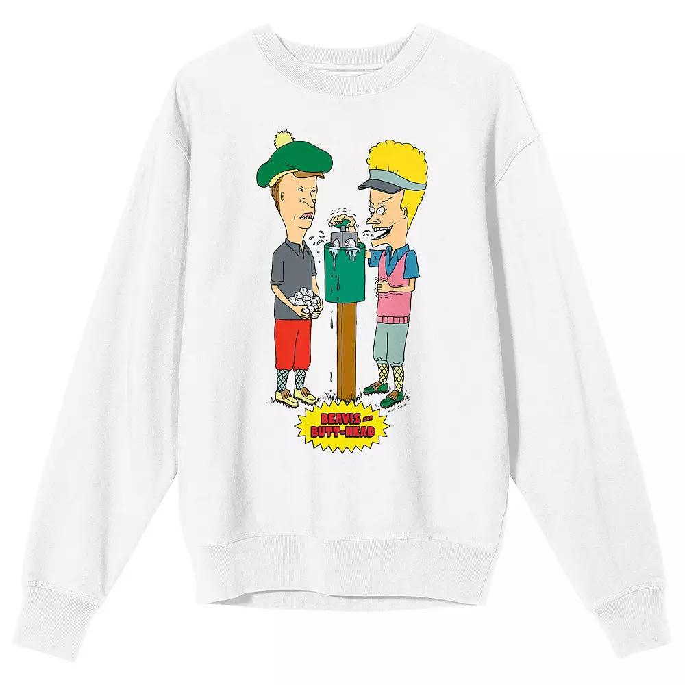 Men's Beavis & Butthead Golf Gear Long Sleeve Graphic Pullover, Size: XXL, White Product Image