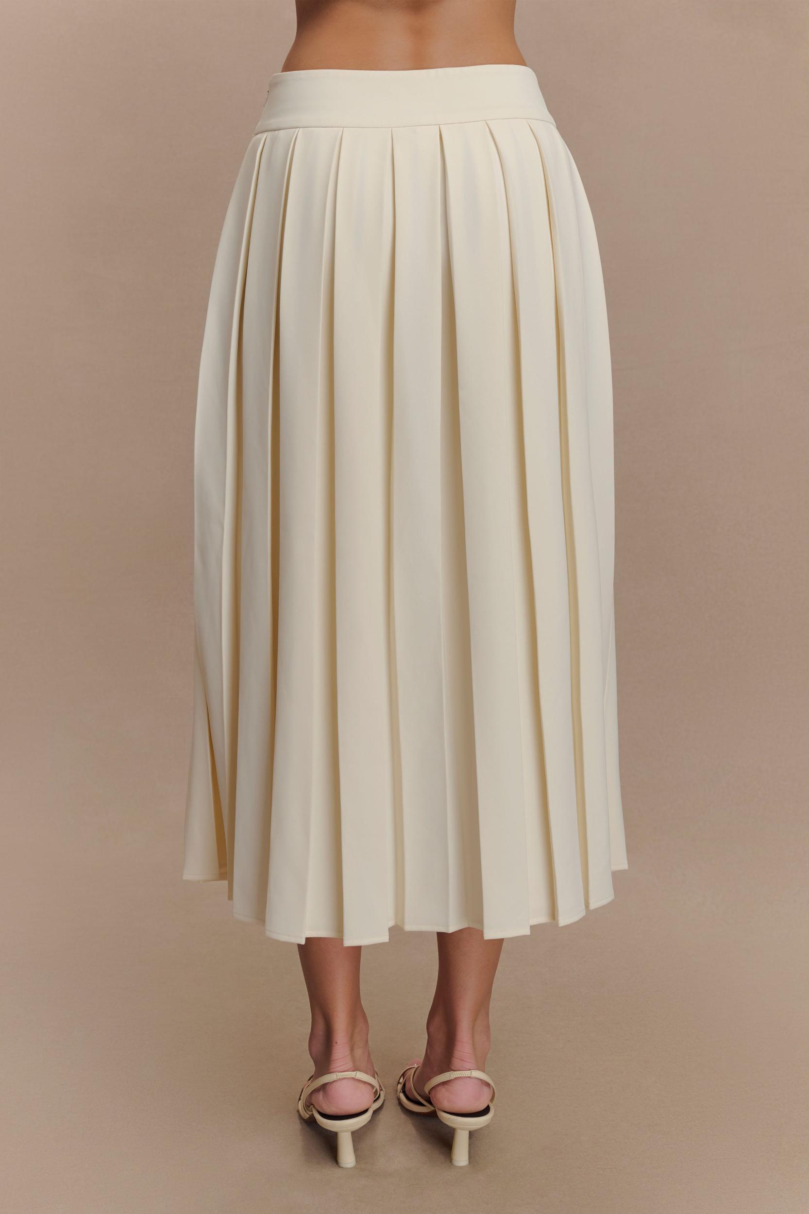 Sunny Pleated Midi Skirt - Ivory Product Image
