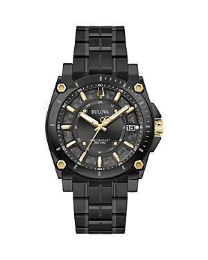 Bulova Mens Icon Black Ion-Plated Stainless Steel Gold Accent Dial Bracelet Watch - 98B408 Product Image