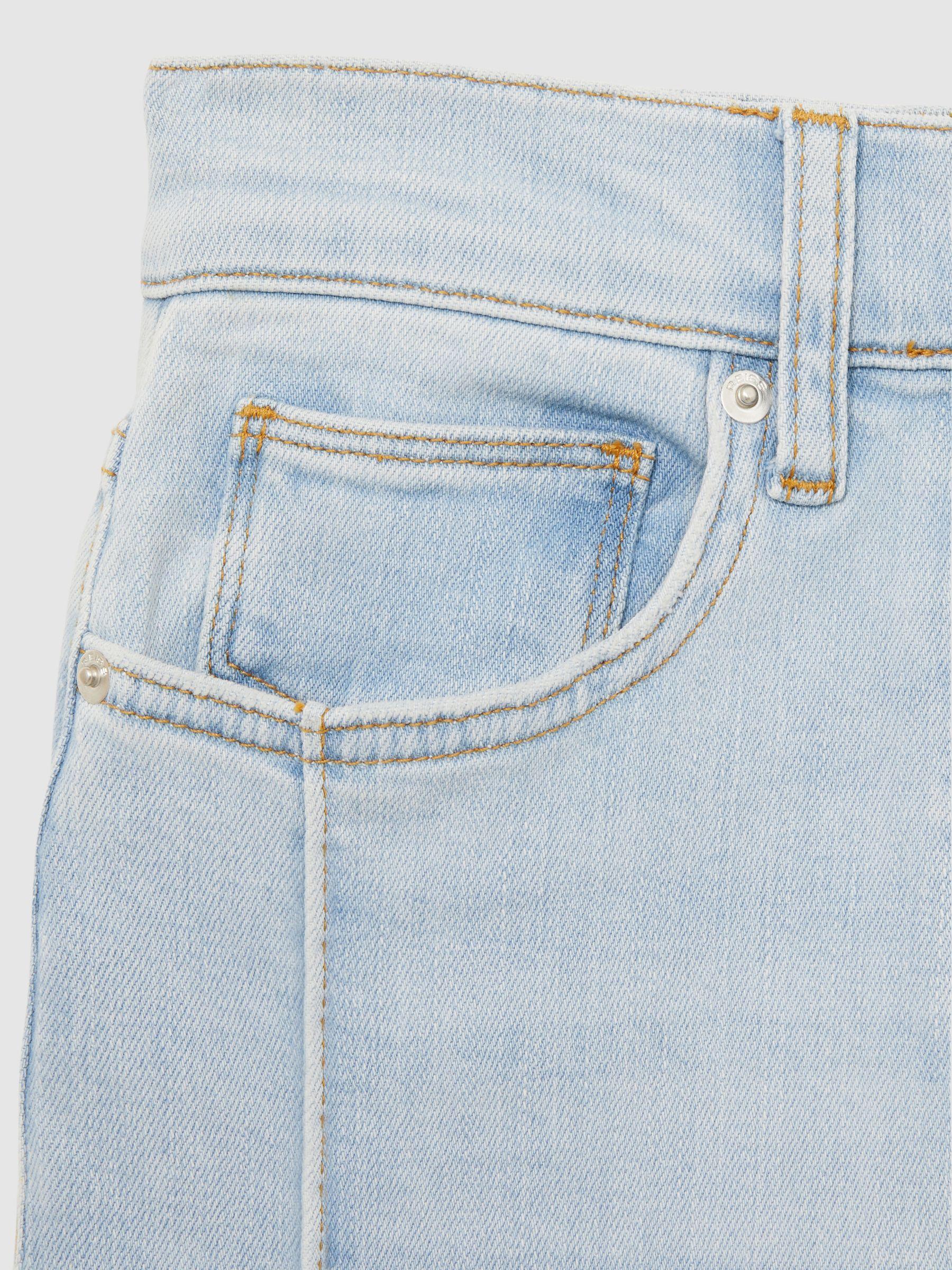 Petite Stretch-Cotton Wide-Leg Jeans in Light Blue Product Image