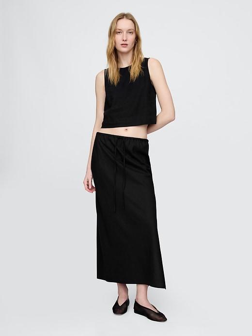 Linen-Blend Midi Skirt Product Image