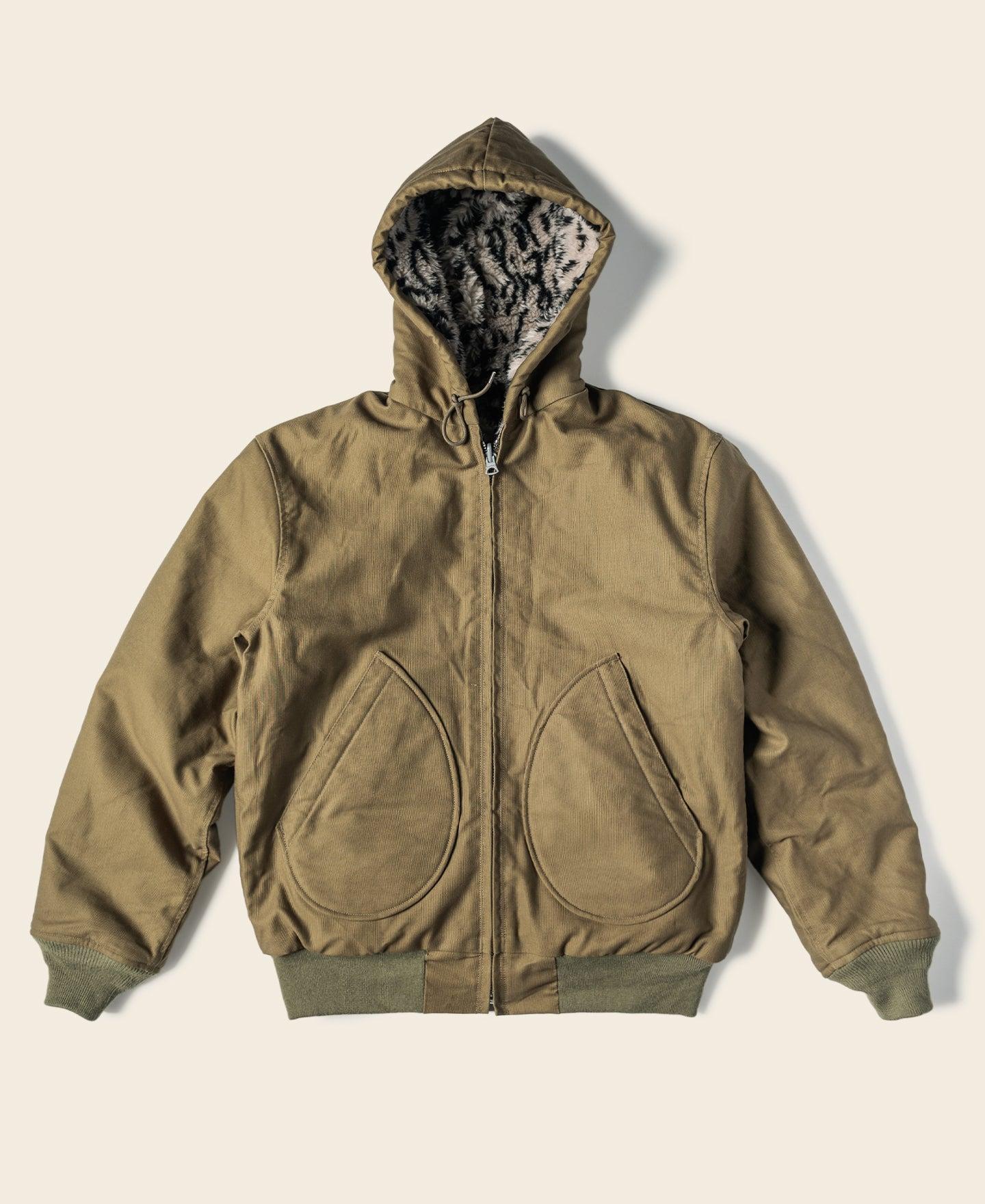 Leopard Print Reversible Deck Jacket - Khaki Product Image