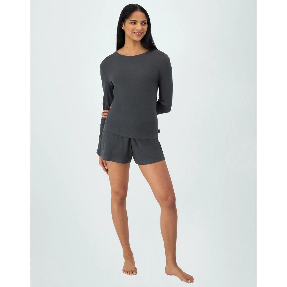 Hanes Originals Womens SuperSoft Comfywear Rib Long Sleeve T-Shirt Asphalt XS Product Image