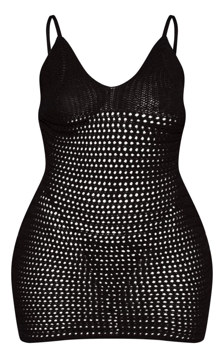 Shape Black Crochet Knit Strappy Mini Dress Product Image