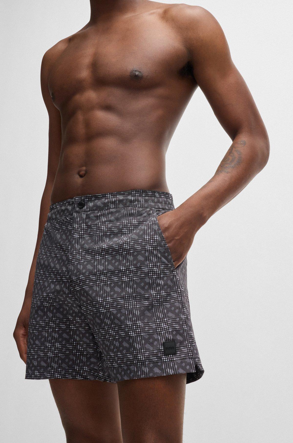 Quick-dry swim shorts with monogram print Product Image